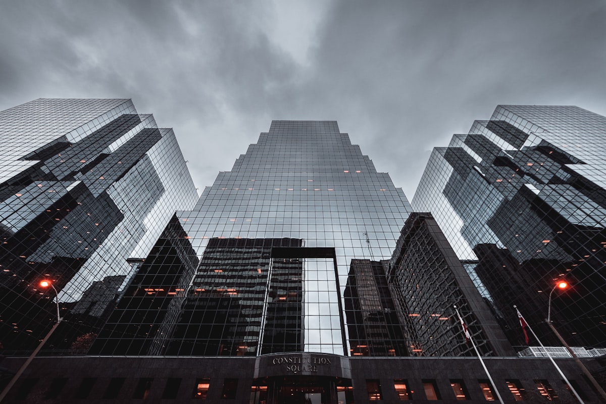 Architectural photography showing modern building facades